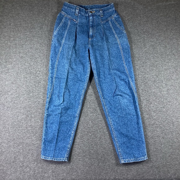 Vintage 80s Lee Jeans Womens 30X30 High Waisted Blue Pleated Tapered Leg Retro - Picture 1 of 11